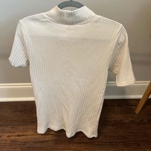 White Short Sleeve Turtle Neck